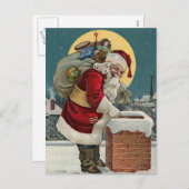 "Santa's Coming down the Chimney" Postcard Feestdagenkaart (Voorkant / Achterkant)