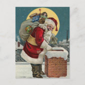 "Santa's Coming down the Chimney" Postcard Feestdagenkaart (Voorkant)