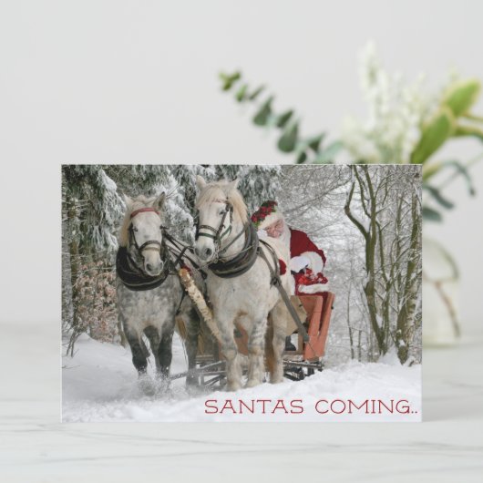 Santas Coming Feestdagenkaart (Staand voorkant)