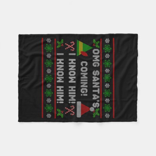 Santa's Coming! I Know Him! Ugly Christmas Sweater Fleece Deken (Voorkant (Horizontaal))
