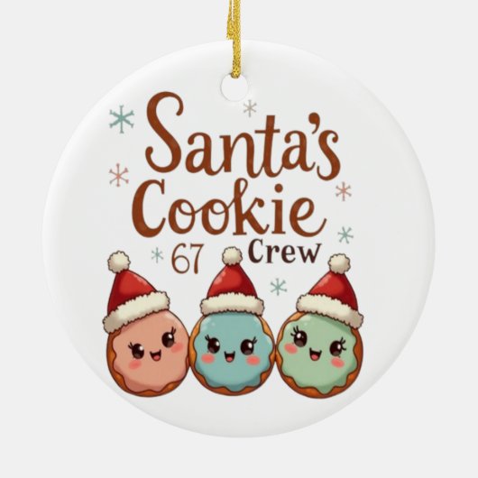 Santa's Cookie 67 Crew Keramisch Ornament (Achterkant)