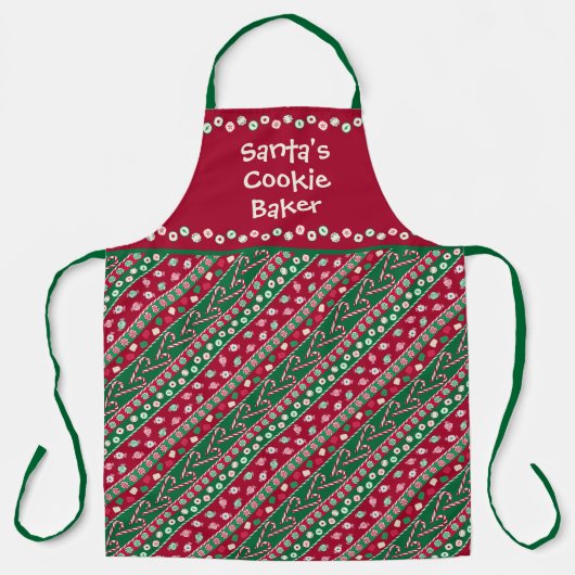 Santa's Cookie Baker l Old Fashion kerstSnoep Schort (Voorkant)