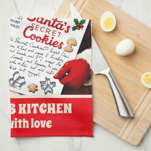 Santa's Cookie Recept Gepersonaliseerde Kerst Theedoek (Quarter Fold)