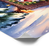 Santa's Cosy Cottage Winterlandschap Poster (Hoek)
