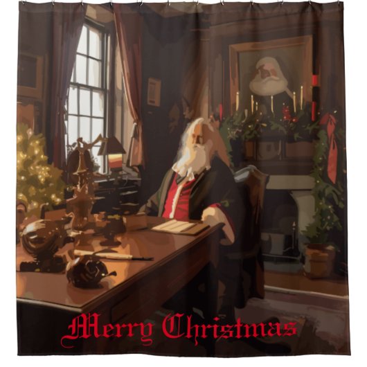 Santa's Cosy Nook Douchegordijn (Voorkant)