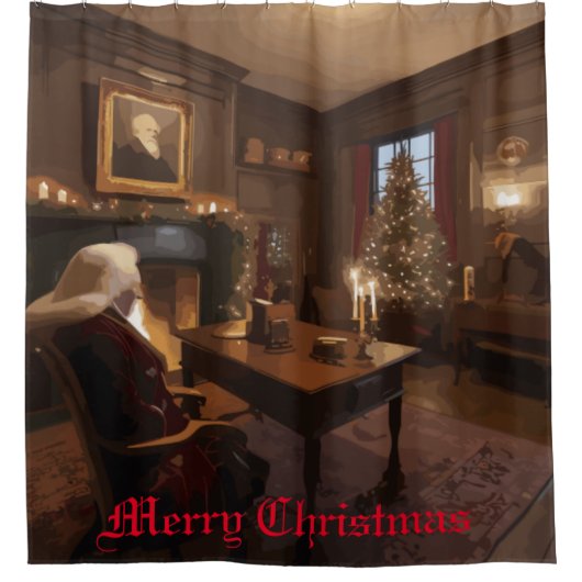 Santa's Cosy Nook Douchegordijn (Voorkant)