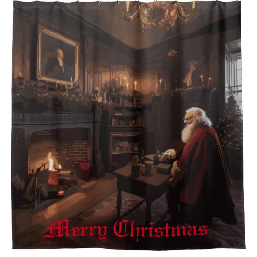 Santa's Cosy Nook Douchegordijn (Voorkant)