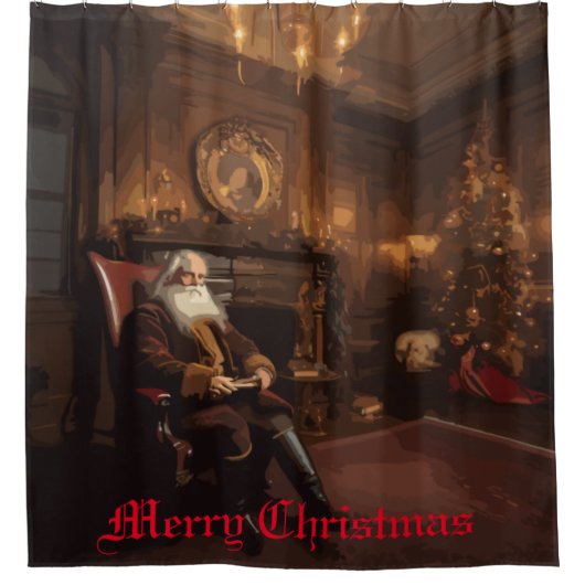 Santa's Cosy Nook Douchegordijn (Voorkant)