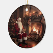 Santa's Cosy Nook Keramisch Ornament (Links)