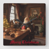 Santa's Cosy Nook Vierkante Klok (Voorkant)