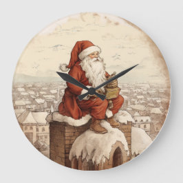 Santa's Countdown - Vintage kerstschoorsteen Grote Klok