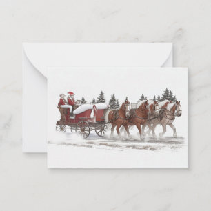 Santa's Country Sleigh Ride Kerstmis Kaart Notitiekaartje