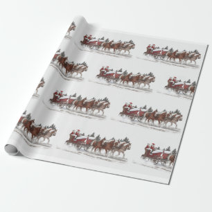 Santa's Country Sleigh Ride Wrapping Paper Cadeaupapier