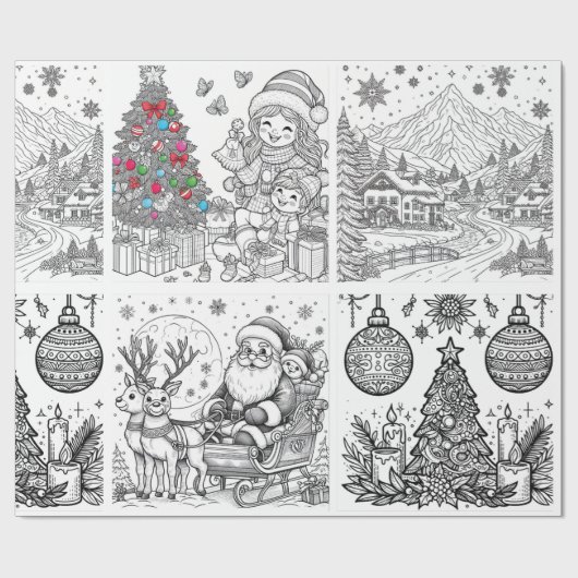 Santa's Creative Wonderland Wrap & Color Cadeaupapier (Vlak)