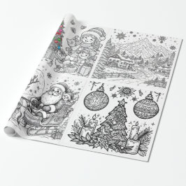 Santa's Creative Wonderland Wrap & Color Cadeaupapier