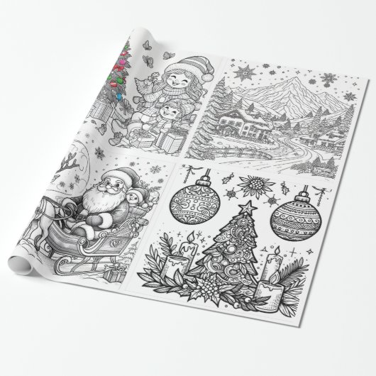 Santa's Creative Wonderland Wrap & Color Cadeaupapier (Uitgerold)