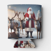 Santa's Crew: Father Christmas poseert rendieren Blikjeskoeler (Achterkant)