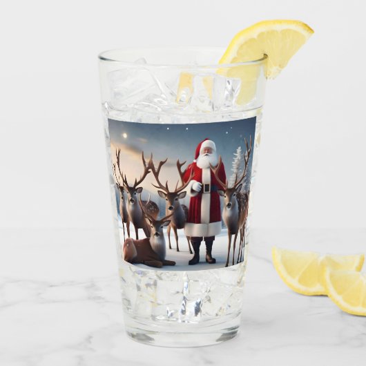 Santa's Crew: Father Christmas poseert rendieren Glas (Achterkant ijs)