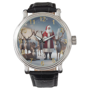 Santa's Crew: Father Christmas poseert rendieren Horloge