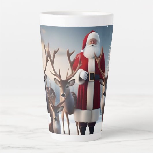 Santa's Crew: Father Christmas poseert rendieren Latte Mok (Voorkant)