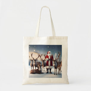 Santa's Crew: Father Christmas poseert rendieren Tote Bag