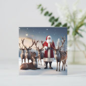 Santa's Crew: Kerstman poseert met rendieren Kaart (Staand voorkant)