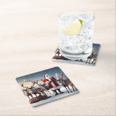 Santa's Crew: Kerstman poseert met rendieren Kartonnen Onderzetters (Insitu)