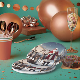 Santa's Crew: Kerstman poseert met rendieren Papieren Bordje