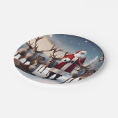 Santa's Crew: Kerstman poseert met rendieren Papieren Bordje (Gekanteld)