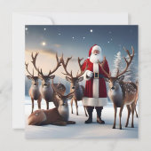 Santa's Crew: Kerstman poseert met rendieren Save The Date (Voorkant)