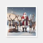 Santa's Crew: Kerstman poseert met rendieren Servet (Voorkant)