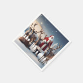 Santa's Crew: Kerstman poseert met rendieren Servet (Hoek)