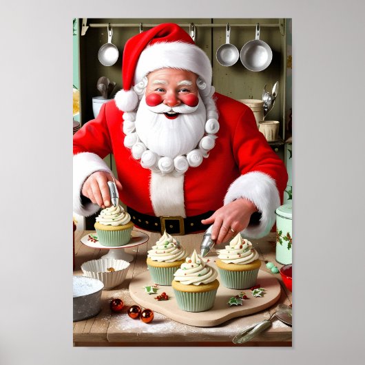 Santa's  Cupcake Workshop Muurkunst print (Voorkant)