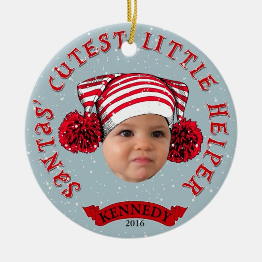Santas' Cutest Little Helper Keramisch Ornament (Voorkant)