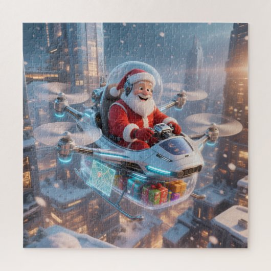 Santa's Cyber-Sleigh: Futuristic Drone Delivery Legpuzzel (Verticaal)