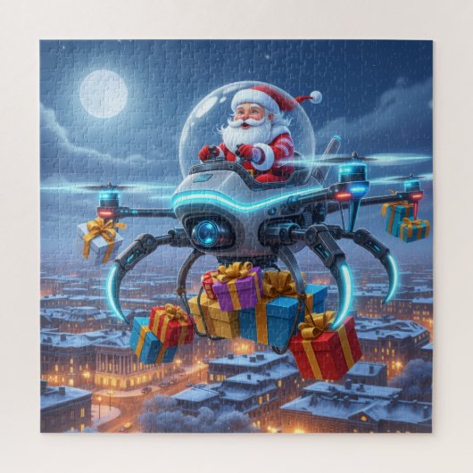 Santa's Cyber-Sleigh: Futuristic Drone Delivery Legpuzzel (Verticaal)