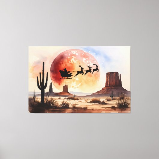 Santa's Desert Ride - Westerne kerst Canvas Afdruk (Voorkant)