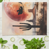 Santa's Desert Ride - Westerne kerst Theedoek (Gevouwen)