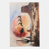 Santa's Desert Ride - Westerne kerst Theedoek (Verticaal)