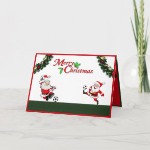 Santas die Soccer Kerstkaart speelt Kaart