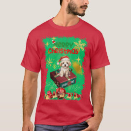 Santa's Dog Zittend om het geschenk te bekijken T-shirt
