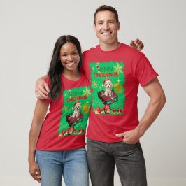 Santa's Dog Zittend om het geschenk te bekijken T-shirt