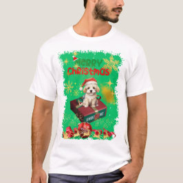 Santa's Dog Zittend om het geschenk te bekijken T-shirt
