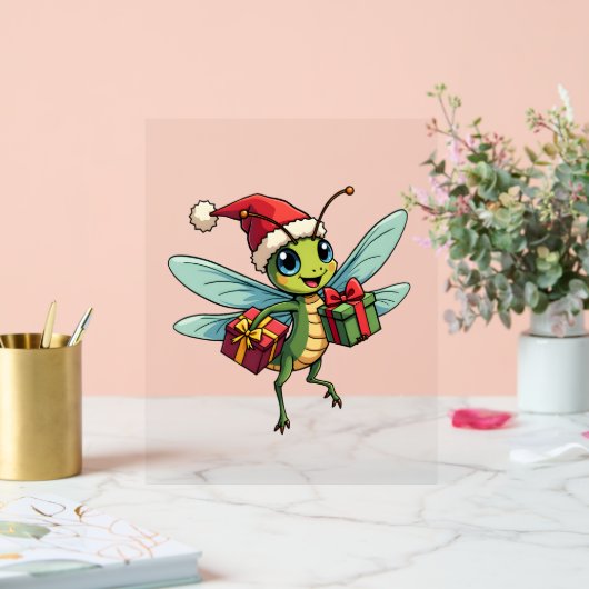 Santa's Dragonfly Helper Acryl Bord (Huwelijk)
