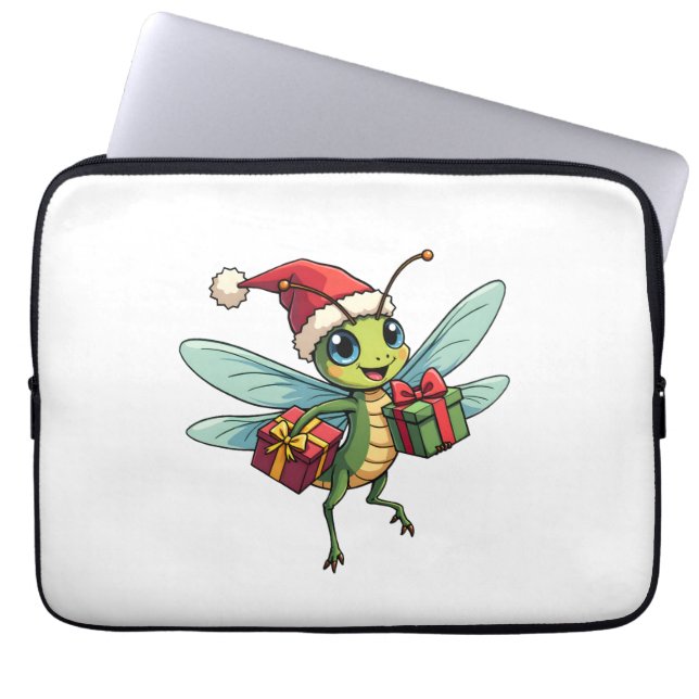 Santa's Dragonfly Helper Laptop Sleeve (Voorkant)