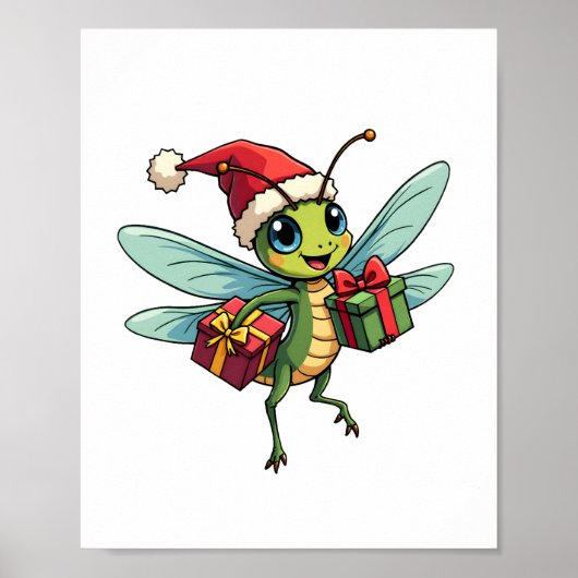 Santa's Dragonfly Helper Poster (Voorkant)