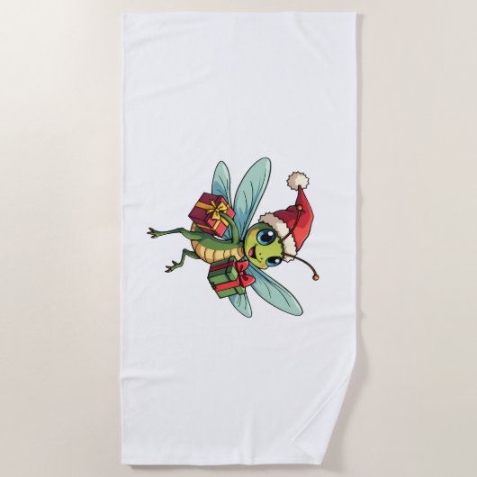 Santa's Dragonfly Helper Strandlaken (Voorkant)