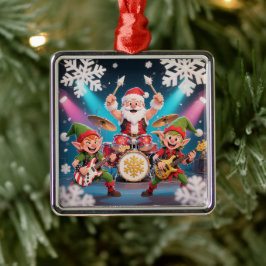 Santa's Drumming Rock Band Ornament
