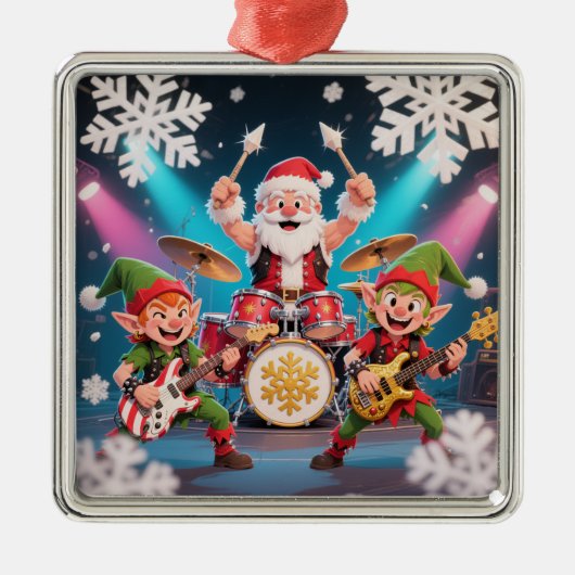 Santa's Drumming Rock Band Ornament (Voorkant)