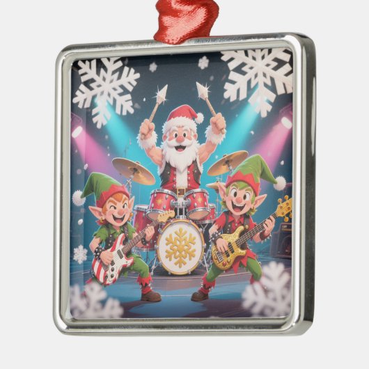 Santa's Drumming Rock Band Ornament (Links)